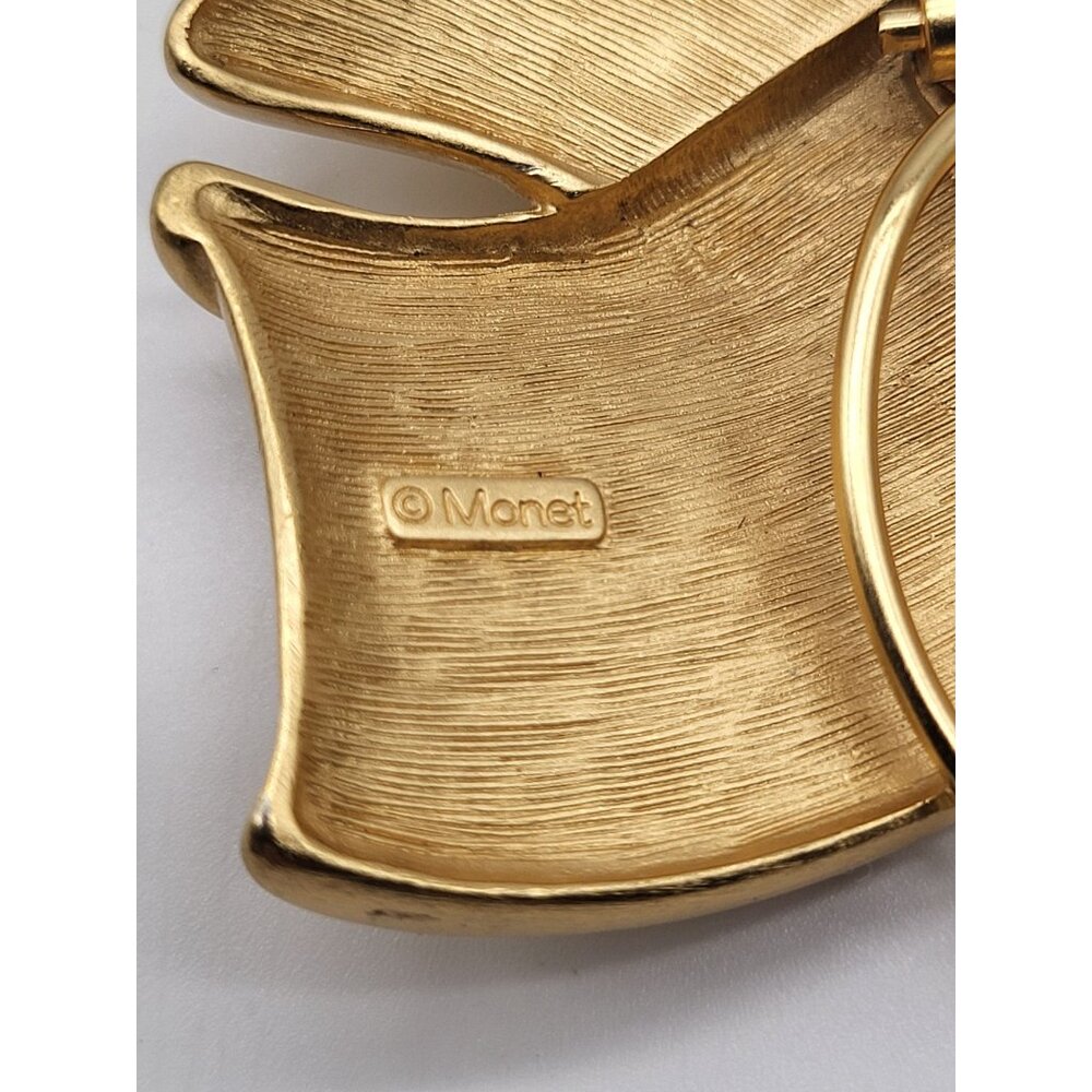Monet Large X Statement Brushed Gold Tone Scarf Clip Vintage Classic - Picture 3 of 7
